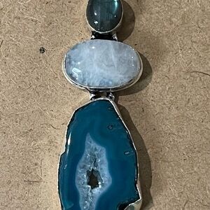 Beautiful Labradorite/moonstone/druzy agate pendant necklace